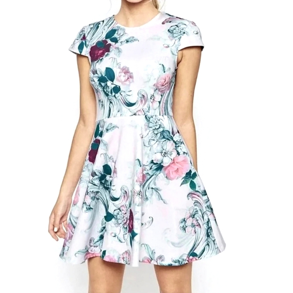 Ted Baker Pink and Blue Floral Mini Dress